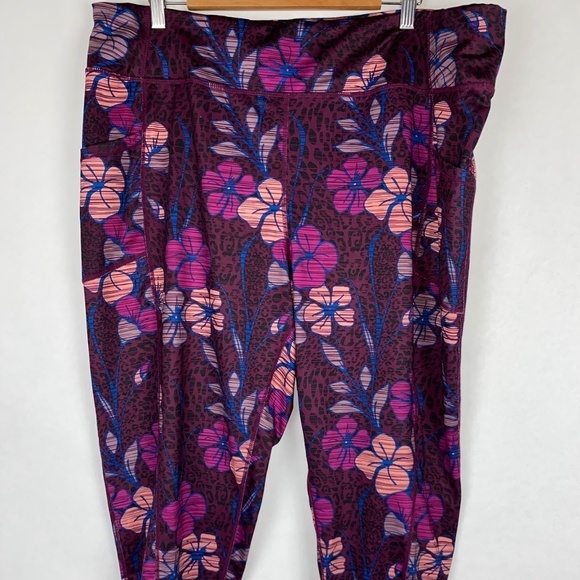 Pro Player Floral Workout Athletic Activewear Stretch Crop Leggings size 3X EUC - Picture 1 of 5